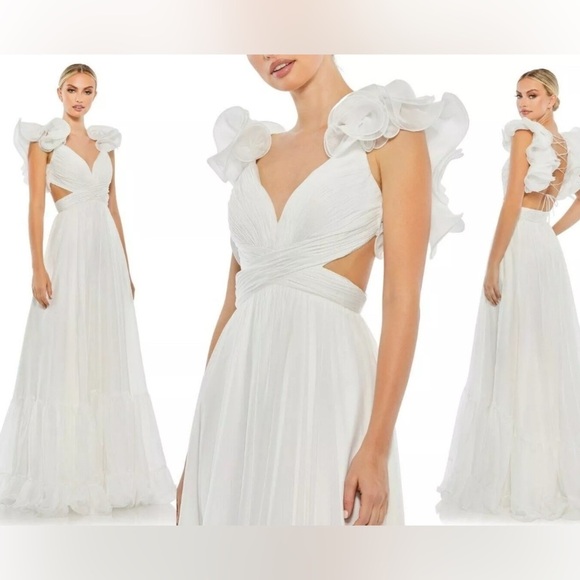 MAC DUGGAL 67911, WHITE authentic dress, SIZE:10 NEW! - Picture 1 of 13